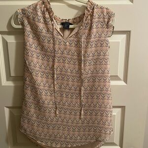 RACHEL Rachel Roy Pink and White Cap Sleeve Blouse